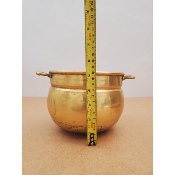 solid brass flowerpot, solid brass flowerpot cache. Vintage brass planter pot - Picture 10 of 10